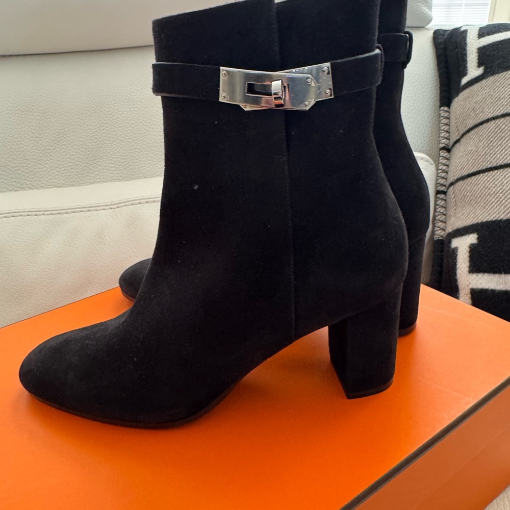 Hermes Black Suede Saint Germain boots BNIB sz 39